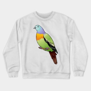 Pink-necked green pigeon bird cartoon illustration Crewneck Sweatshirt